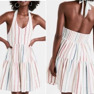 AE tiered babydoll swing stripe halter dress S